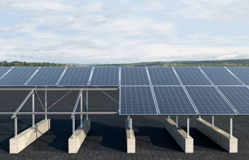 sistemi fissaggio fotovoltaico tetto piano zavorra acciaio